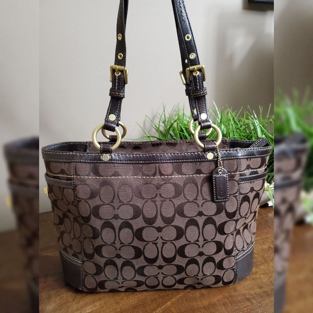 Coach Brown Signature Tote Shoulder  Purse - 11237